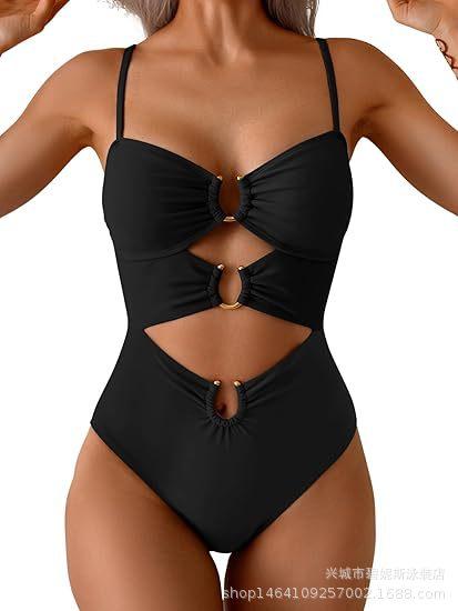 New swimsuit women's one-piece explosion sexy solid color bikini women's swimsuit