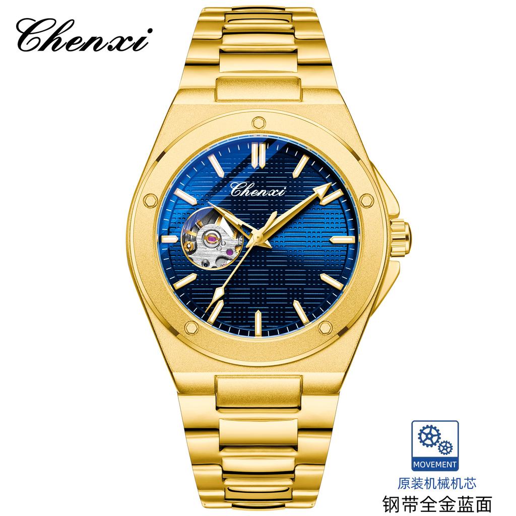 Men's Luxury Luminous Waterproof Automatic Watch Stainless Steel Strap High-Quality Business Sports Skeleton Mechanical Watch
