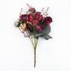 21 Head 1 Bouquet Artificial Rose Flower Leaf Concise Home Wedding Decoration