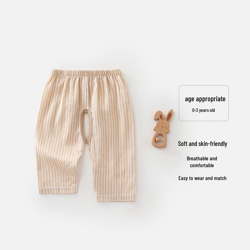 Baby Summer Cotton Crotch-Opening Lightweight Breathable Pants for Boys & Girls