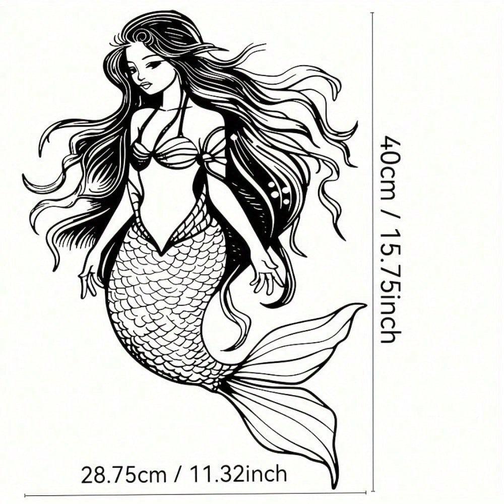 1pc Neptune's Daughter Long Hair Mermaid Minimalist Metal Wall Art - Modern Home Decor For Bedroom, Living Room, Or Bathroom.