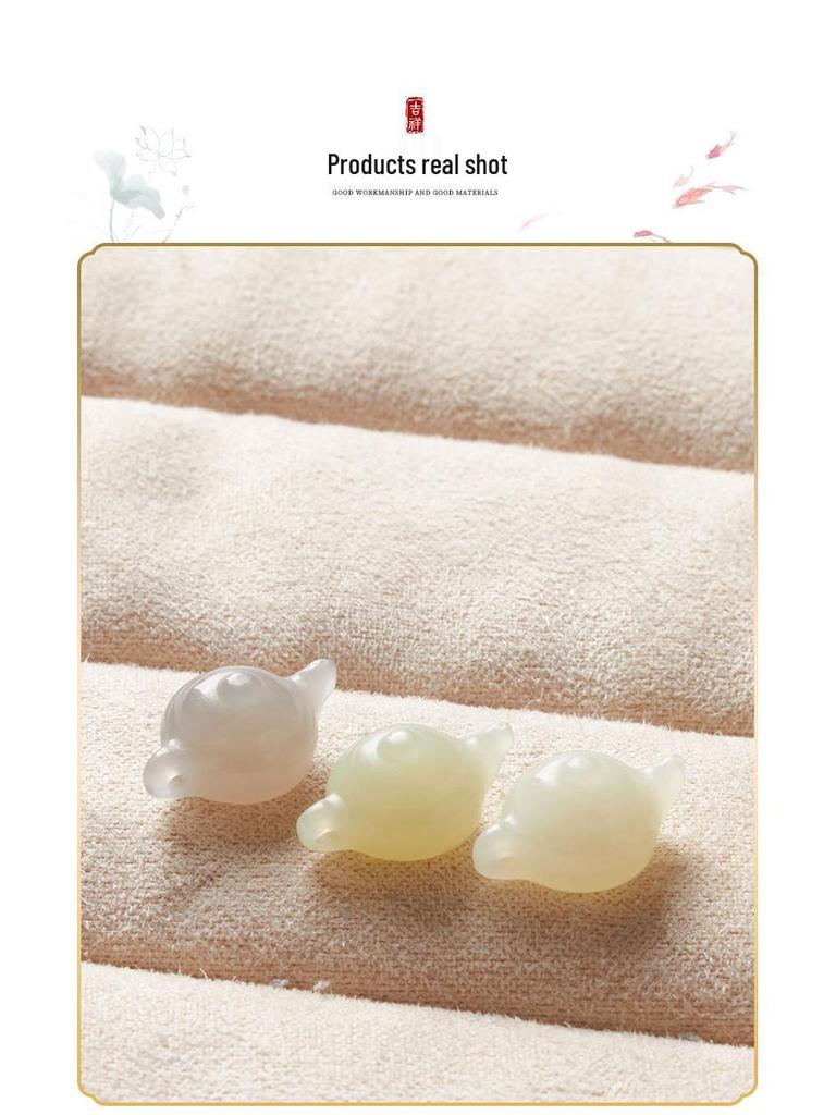 Hetian Jade Mahjong Pot Pendant for DIY Bracelet Beading