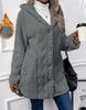 2026 Women's Solid Color Plush Hooded Sweatshirt with Diamond Pattern Design