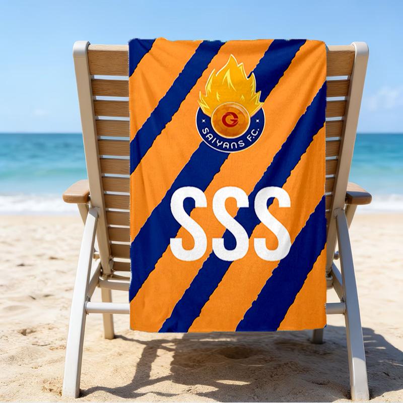 Flame Soccer Emblem Printed Beach Towel, Super Soft Microfiber, Perfect Gift Birthday, for Pool, Beach, Travel, for family and friends