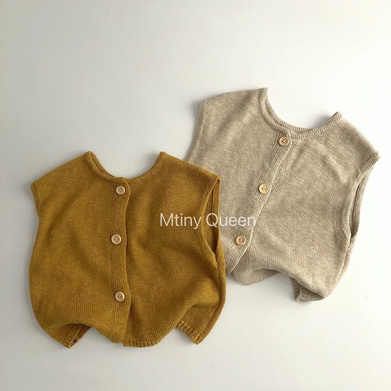 Kids Vintage Knit Vest Casual Sleeveless Cardigan Boys Girls Fall
