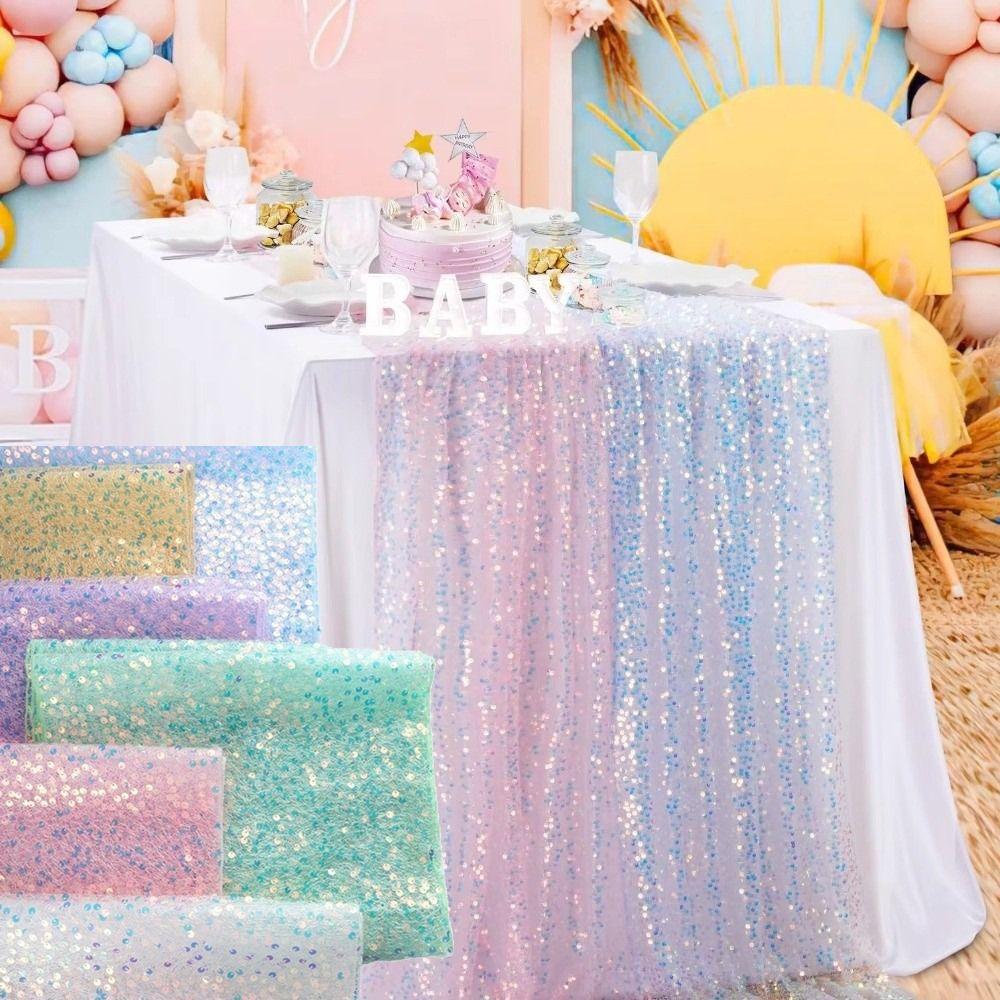 Sparkling Surface Sequin Table Runner Sequin Fabric Party Tablecloth Birthday Party