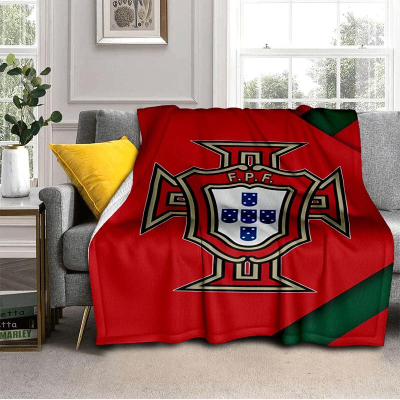 Decke mit Wappen der Portugiesischen Fußballföderation Geeignet für Sofas, Betten, Büros und Camping - Perfektes Geschenk für Halloween Weihnachten