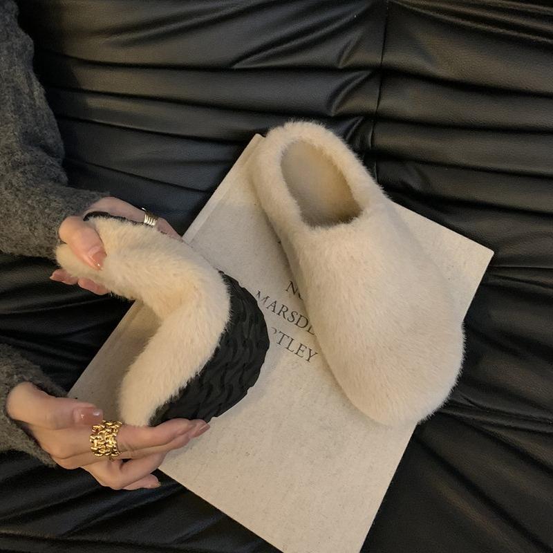 Mode Winter Damen Warme Cartoon Hauspantoffeln Prägnante Schuhe mit runder Zehenpartie Damen Komfort Schlafzimmer Ballerinas Pantoletten