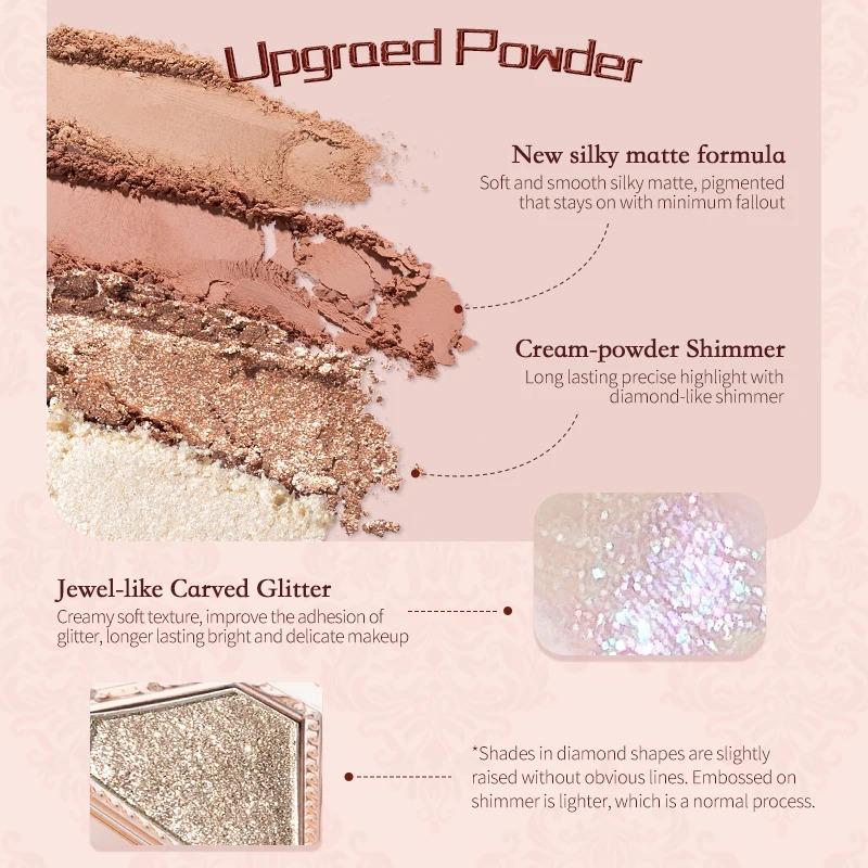 Flower Knows Fard de pleoape Pressed Glitter Căpșuni Rococo 5 Culori Textură Cremă Bronz Natural Farduri de ochi Cosmetice