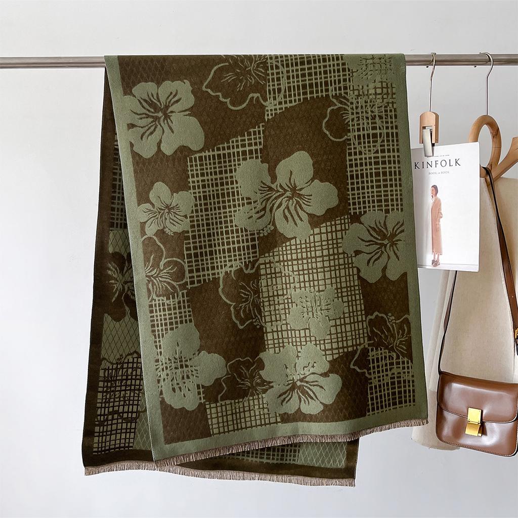 Plaid Floral Scarf Cashmere Winter Shawls and Wraps Women Thick Warm Bufanda Mujer Poncho Stoles Pashmina