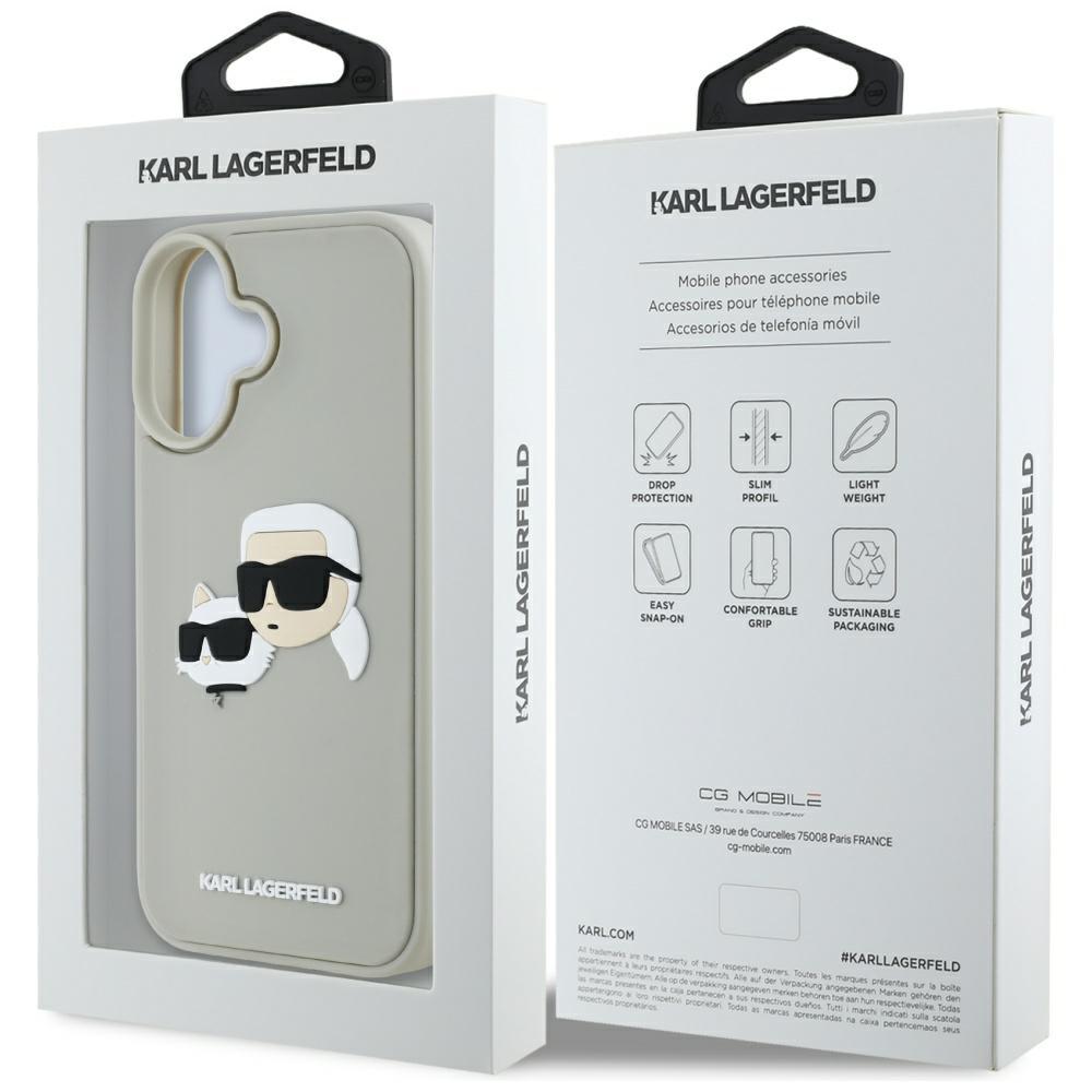 Karl Lagerfeld Hc 3D Rubber Double Heads Case For Iphone 16 Beige