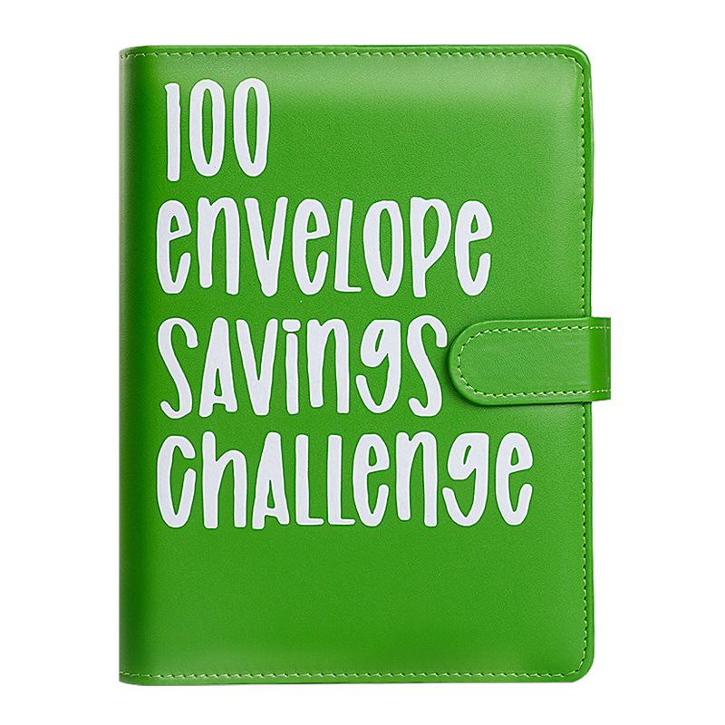 Custom Logo Lovers 100 Envelope Money Saving Challenge Loose-Leaf Budget Binder A5 PU Leather Storage Book with Kawaii PVC Cover