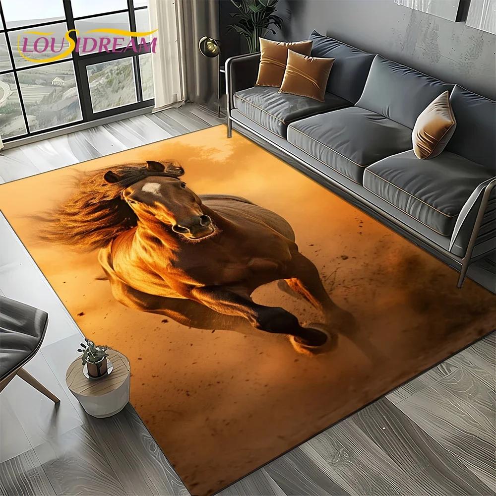 27 Style New Horse Pentium Gallant Steed 3D Animal Carpet Rug for Living Room Bedroom Home Sofa,Kid Area Rug Non-slip Floor Mat