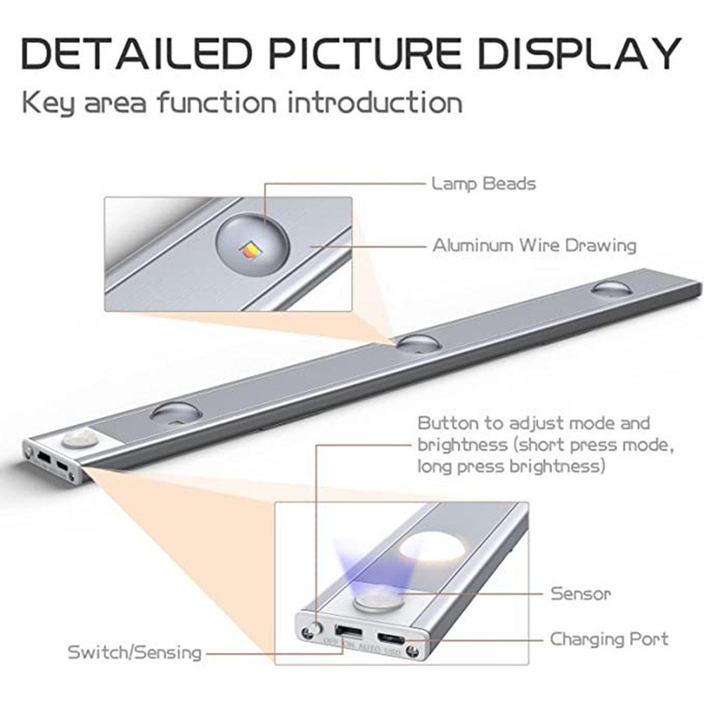 Oświetlenie szafki Led 3 tryby Regulowana jasność Oszczędność energii Ultra-cienka inteligentna lampa z czujnikiem ruchu