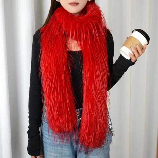 Women Scarf Solid Color Imitation Turkey Feathers Long Scarf Autumn Winter Warm Scarf Daily Party Street Wear