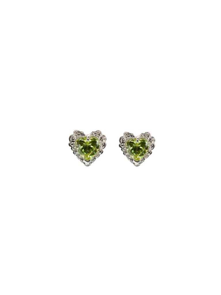 Ireheri Petit Peridot Heart Silver Earrings