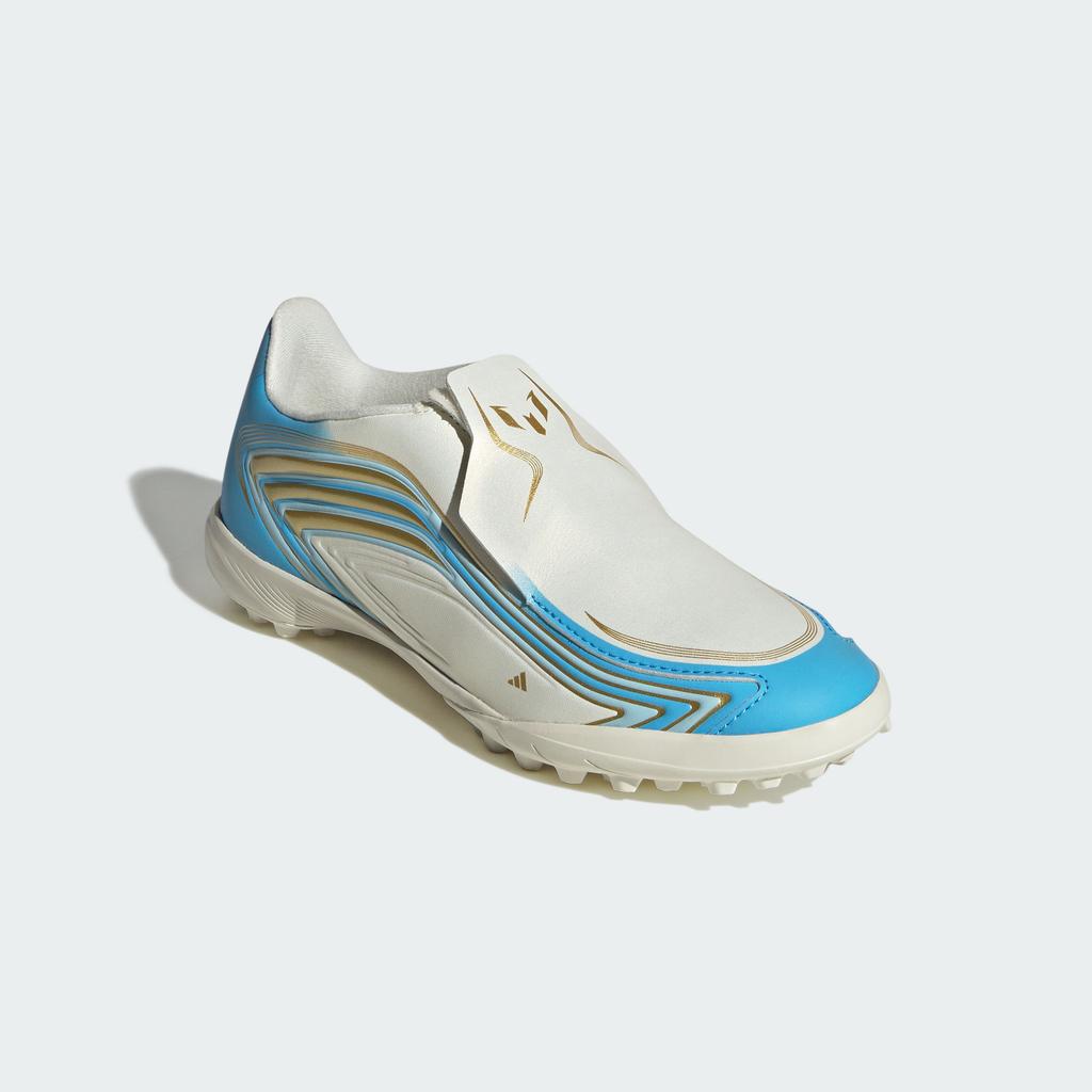 adidas F50 Messi League Laceless TF Little Kid 'Ivory Semi Blue Burst'