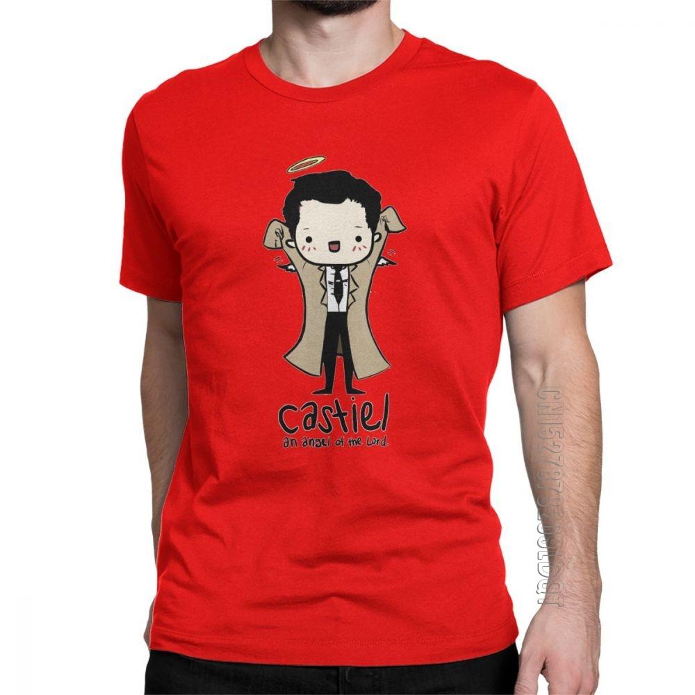 Supernatural TShirt Spn Brothers Castiel Angel Of The Lord Men T Shirt Hip Hop 100 Cotton Male Tshirt Basic Tees Grey Clothes S