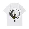 Men's 100% Cotton Crew Neck Short Sleeve T-Shirt, Casual Black Cartoon Umbreon Crescent Moon Print Tees, Comfortable Breathable Summer Daily Tops for
