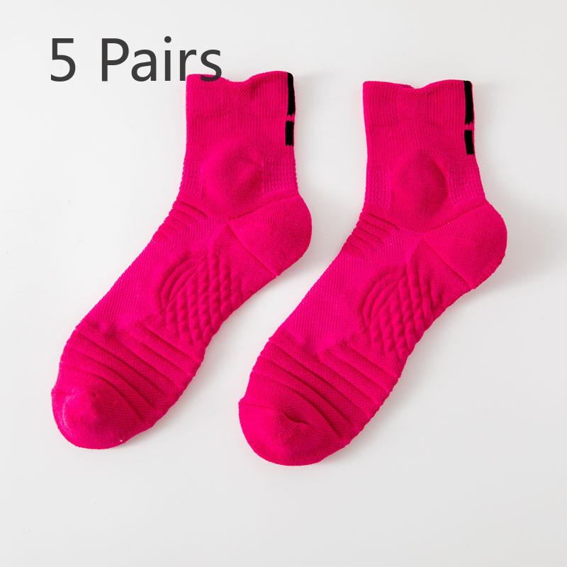 

5 пар носков, носки для мальчиков, носки для девочек, спортивные носки, баскетбольные носки, амортизирующие носки, 5 pairs розы красного