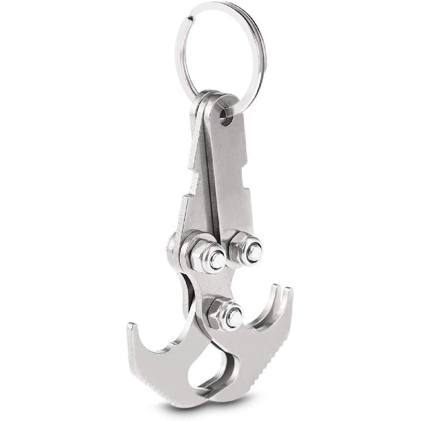 Grappling Gravity Hook Survival Carabiner Stainless Steel Multifunctional Rescue EDC Tool Tactical Emergency Key Chains for Outdoor Climbing