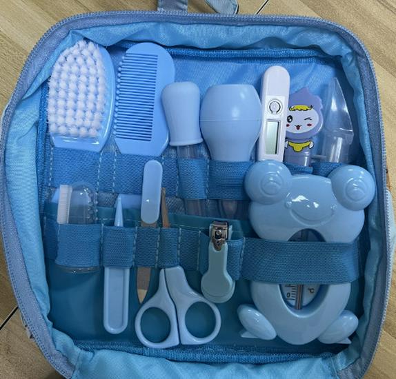 13-Piece Baby Care Set: Cloth Bag, Nasal Aspirator, Nail Clipper, Cartoon Design, Daily Cleaning Essentials