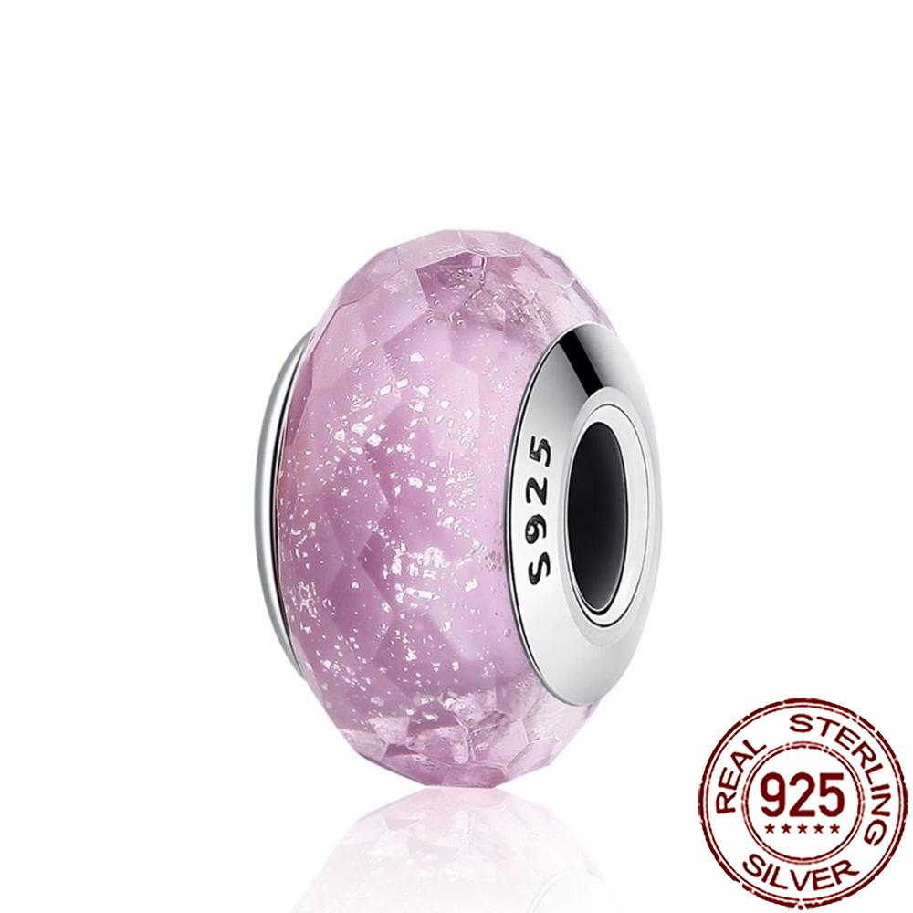 New Copper Cold Enamel Pink Daisy Murano Glass Charm Bead Fit Snake Chain Bracelet Necklace Women Diy Jewelry