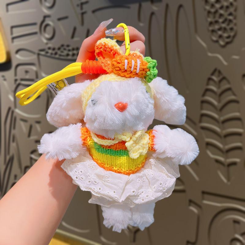 Cartoon Plush Princess Dress, Long-eared Rabbit Keychain, Cute Dress-up Rabbit Girl Bag Pendant