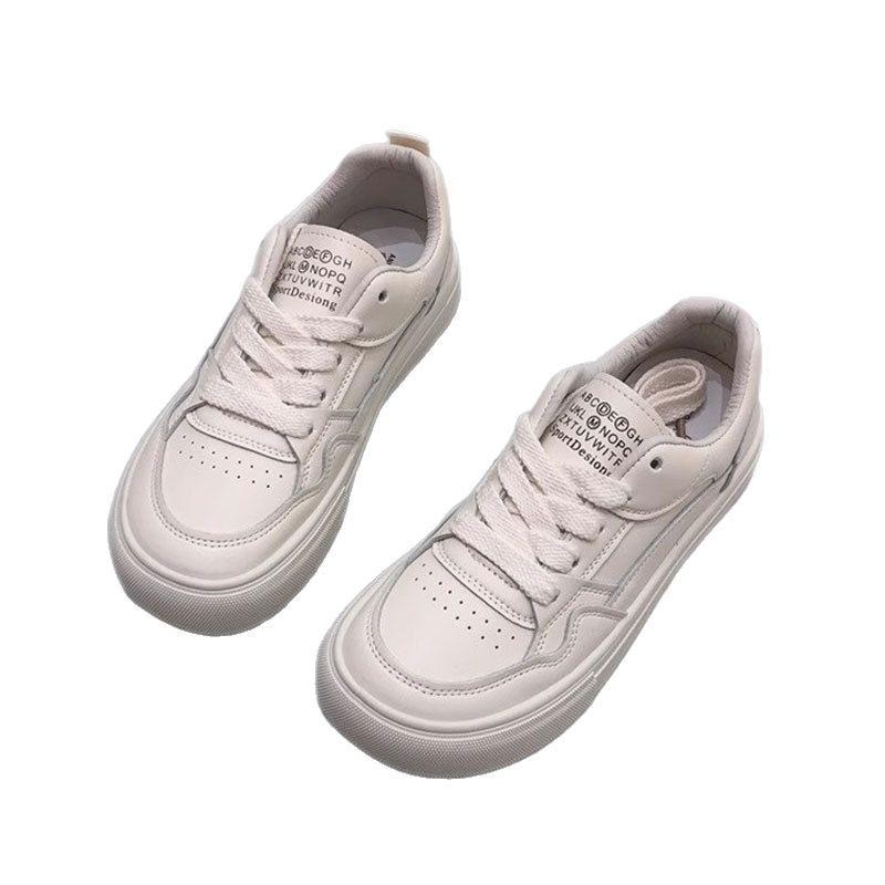 Leather Flat White Shoes Women's Soft Baseplate Shoes 2025 Spring and Summer New Versatile Thin Casual Student Women's Shoes