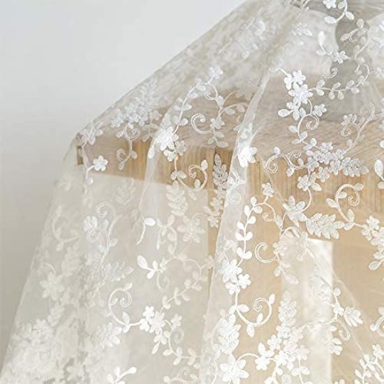 135cm Wide X 95cm Long Floral Embroidered Lace Fabric