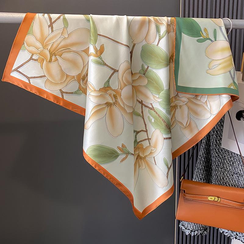 

Новый Ретро Двусторонний Принтованный Модный Универсальный Шарф с Горловиной и Шалью для Весенних и Летних Путешествий Солнцезащитный для Женщин 90*90cm