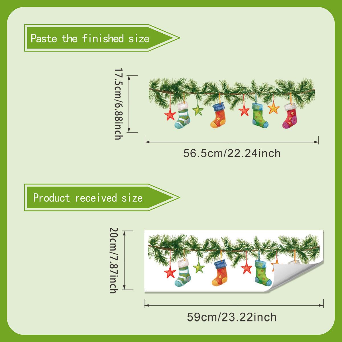 

Christmas Stockings, Vine Electrostatic Glass Stickers for Home Decoration 30*60cm