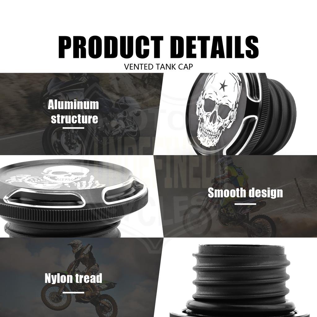 Motorcycle Skull Fuel Tank Gas Cap Cover Vented For Harley Dyna FXD Softail FLST Touring Street Electra Glide Road King 96-2022