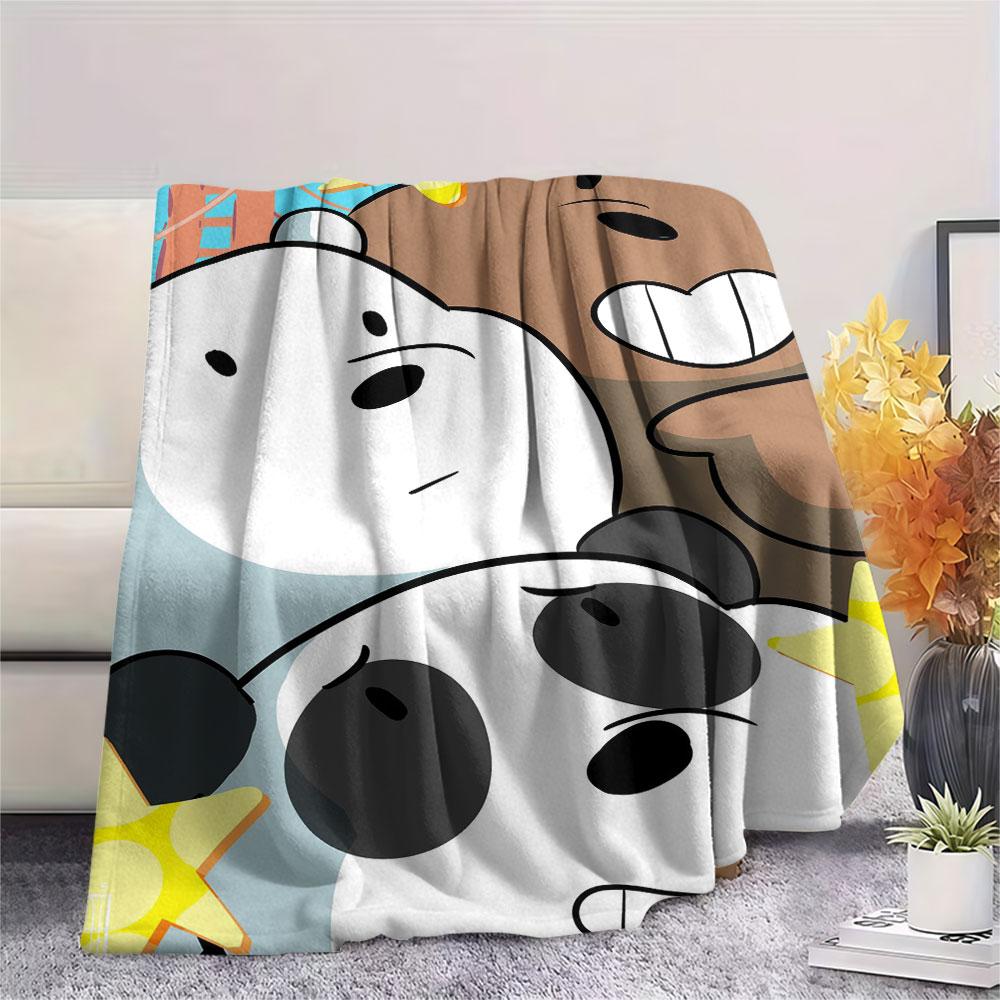 1PC We Bare Bears Patterned Flannel Blanket Suitable For All Seasons for Home Decor Warmth and Comfort Gifts Holiday Present