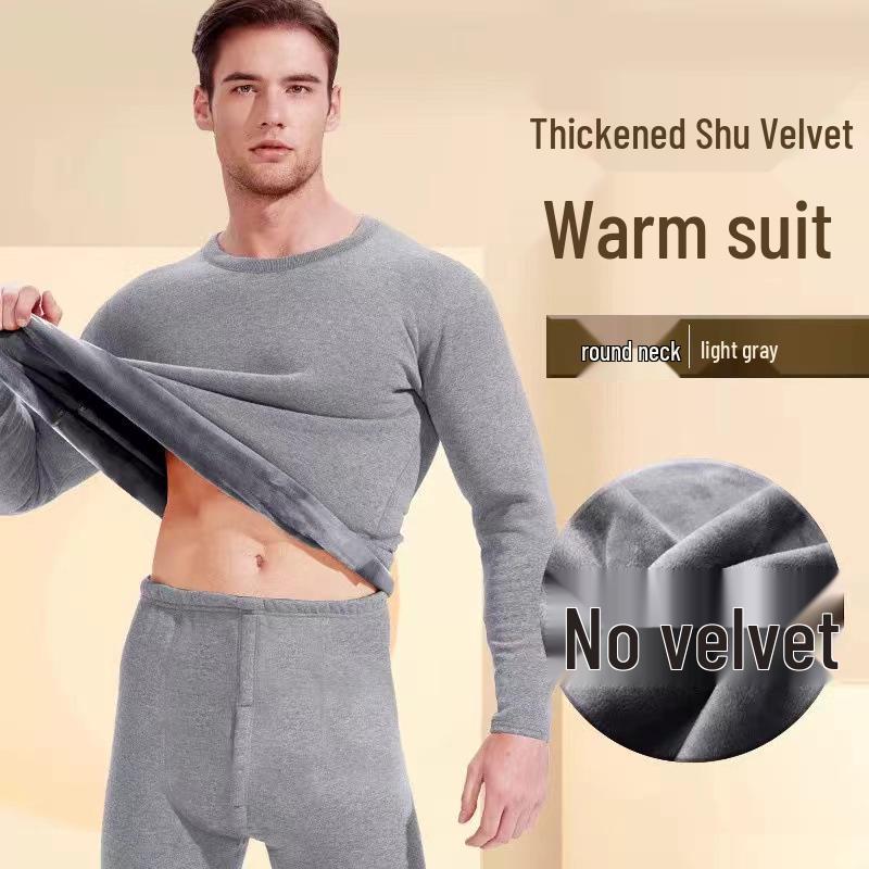 

Men s Thermal Fleece-Lined Winter Underwear Set: Warm Autumn Pants & Top for Cold Weather. M