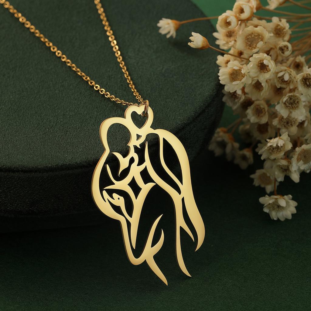 Kinitial Dainty Lotus Flower Books Necklace Women Stainless Steel Phoenix Comedy and Tragedy Mask Choker Necklace Gifts Jewelry