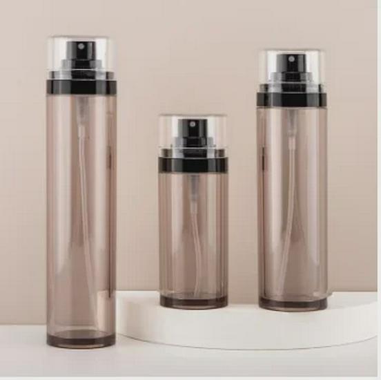 50ml and 100ml Semi-Transparent Black Fine Mist Spray Bottle Set for Makeup and Disinfection