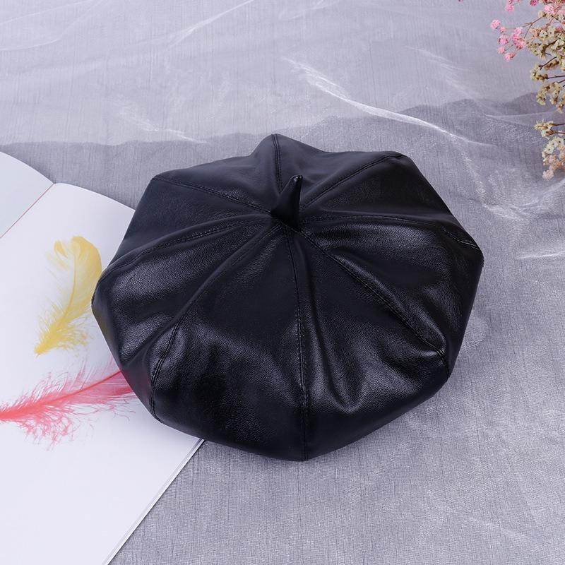 Beret autumn and winter painter hat leather beret female bud hat pumpkin hat a versatile