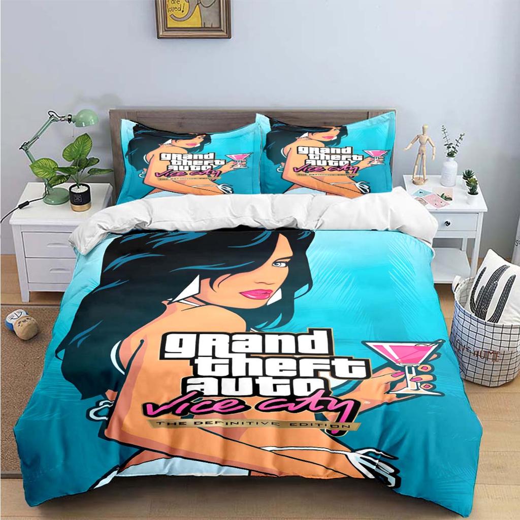 Fashion Classic Exciting Game G-GTA Print Bedding Sets Bed Supplies Set Duvet Cover Bed Comforter Set Bedding Set Luxury Gift