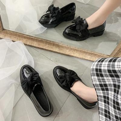2024 New Women Loafers Bowtie Slip On Shoes Female Boat Black Oxford Footwear Casual Patent Leather Autumn Lolita Zapatos Mujer