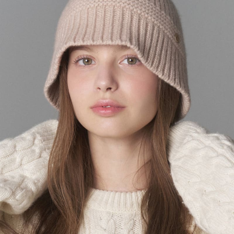 

WHITE SANDS Fine Wool Blended Knit Beanie Hat Brooks (4 colors) Pink Beige_Free
