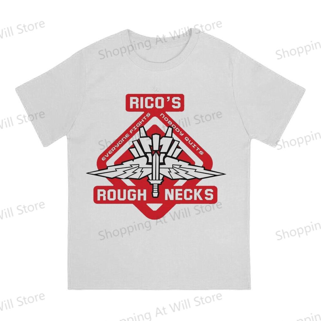 Starship Troopers Tops Cotton Leisure Sports Ricos Roughnecks Red Logo Unisexs and Womens Tshirts Tshirt Top