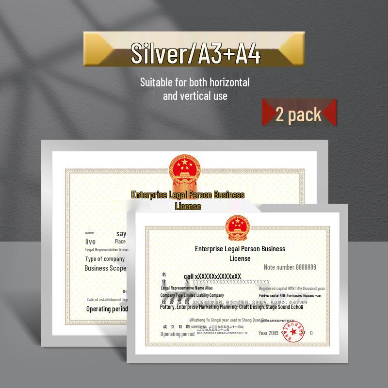Waterproof A4 Business License & Food Hygiene Certificate Display Frame