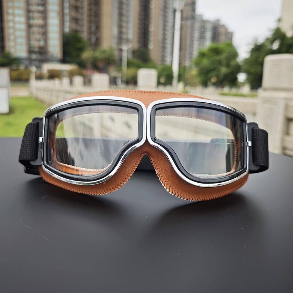 Fahrrad Motorrad Brille Winddicht Motorradhelm Brille Sonnenbrille Retro Universal Leder Retro Motorrad Zubehör