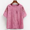 Middle Aged Elderly Lady Summer Clothing Mom Elderly Embroidered Pure Cotton T-Shirt Short Sleeve Large Size Top