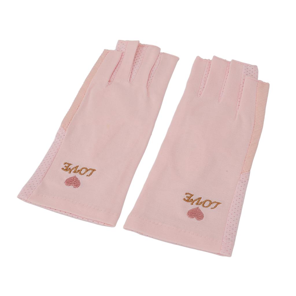 Manicure Gloves UV Protection Stretchy Breathable Fingerless Fiber Cotton Nail Lamp Gloves for Home