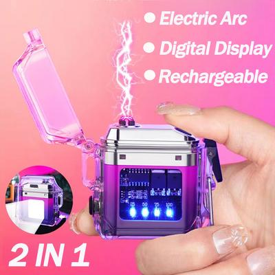 Luce Portachiavi Portatile con Tecnologia Avanzata, accendibile, antivento, Torcia con Display Digitale della Batteria, Portatile per Emergenze, Avventura all'Aperto, Regalo per Uomo
