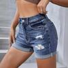 High-Waisted Ripped Denim Shorts for Women - European & American Fashion with Rolled Cuffs
