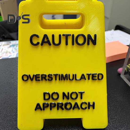 Caution Overstimulated Desk Sign Do Not Approach Caution Sign Humor Gag Mini Warning Signage for Offices Workstations Decoration