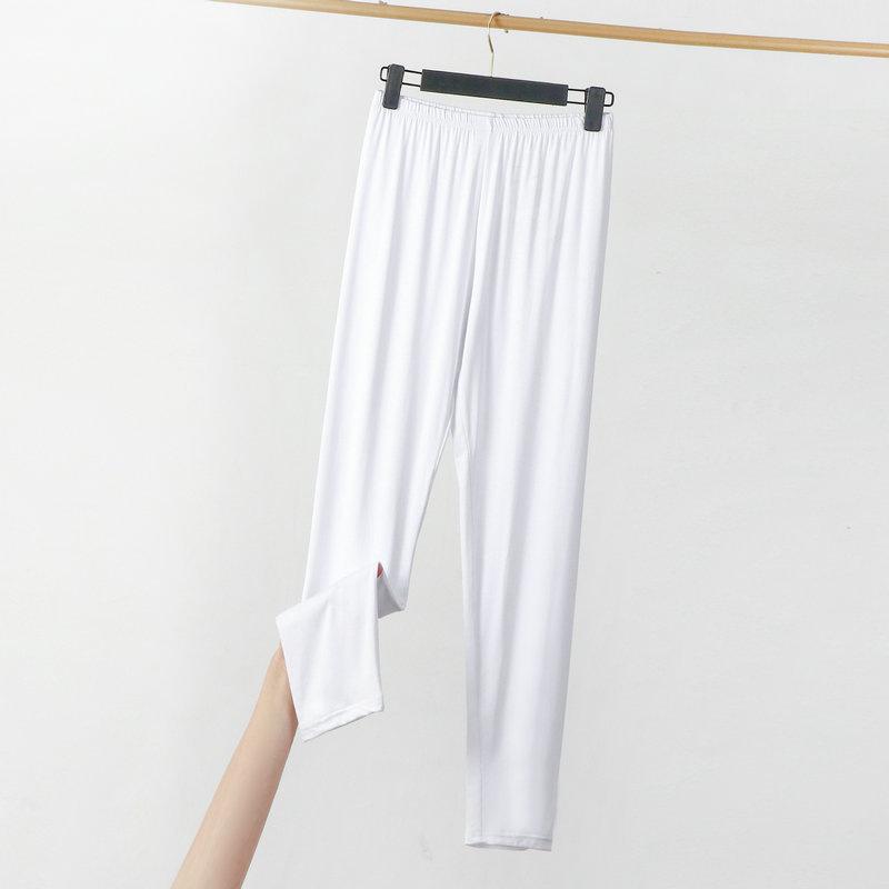Women's Elastic Waist Leggings Slim Fit Pants High Stretch Solid Rayon Spandex Summer Plus Size Nine Point Casual Bottoms